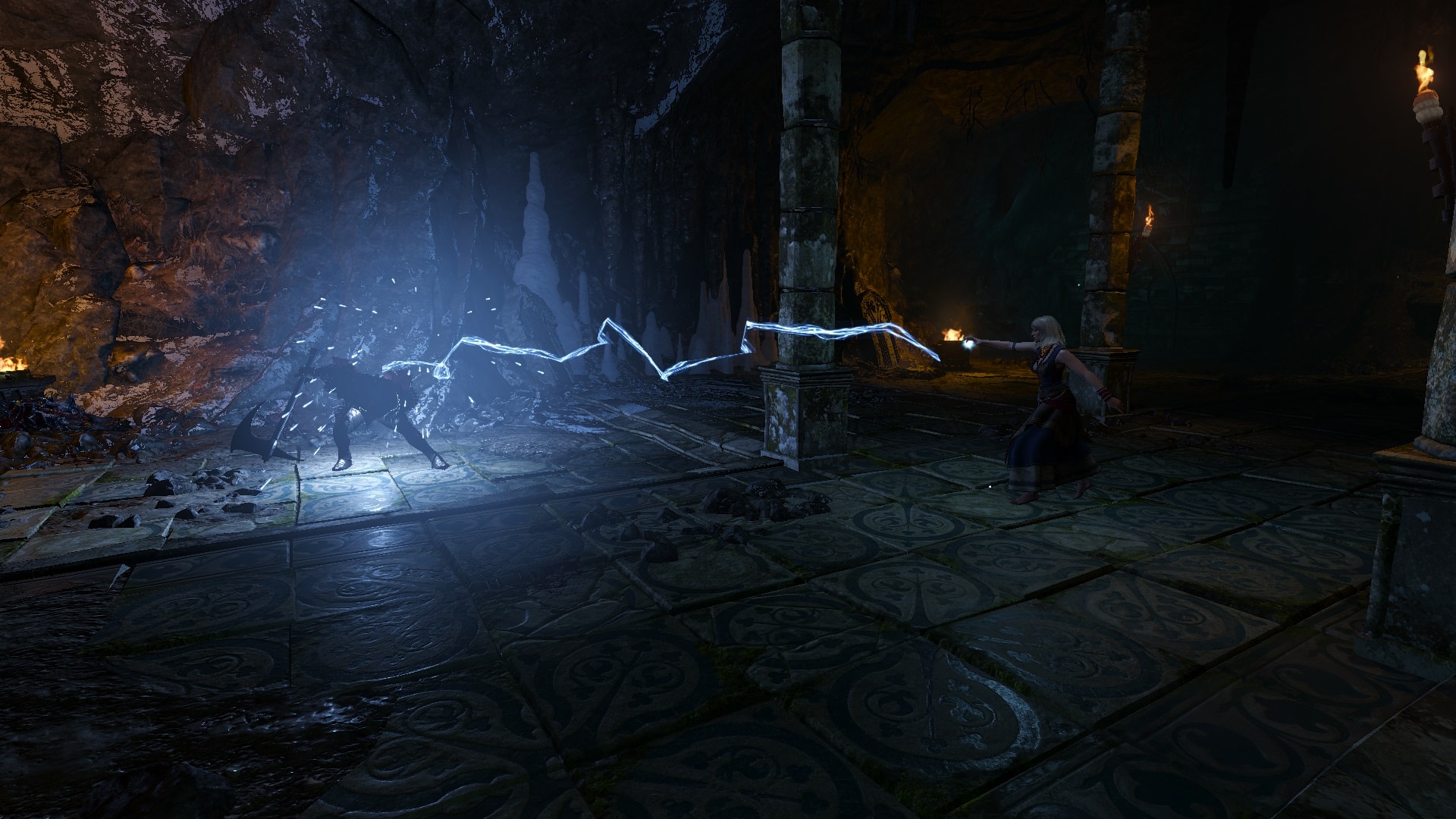 Keira attacking Nithral with lightning