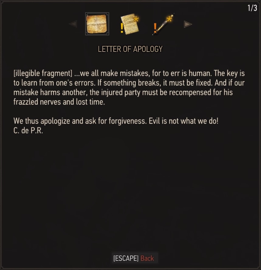 Letter of Apology