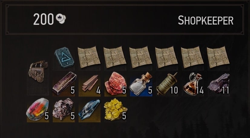 Merchant inventory - maps to Skellige Islands Fast Travel Points