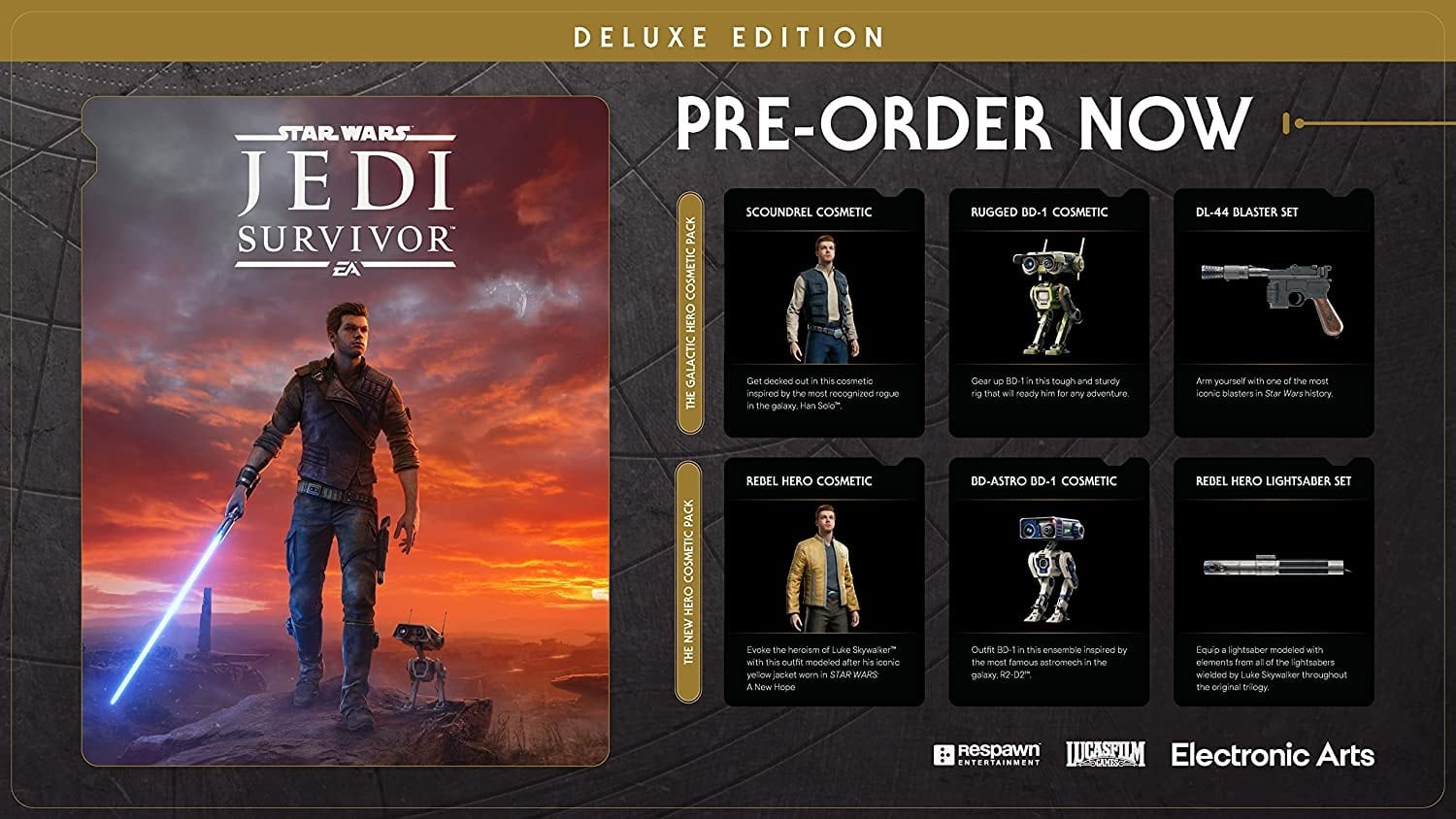 Star Wars Jedi Survivor Deluxe Edition pre-order bonuses