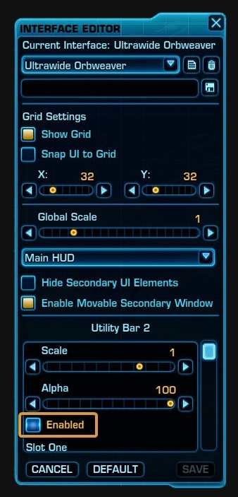 SWTOR 7.2 Utility Bar 2 Disabled Option