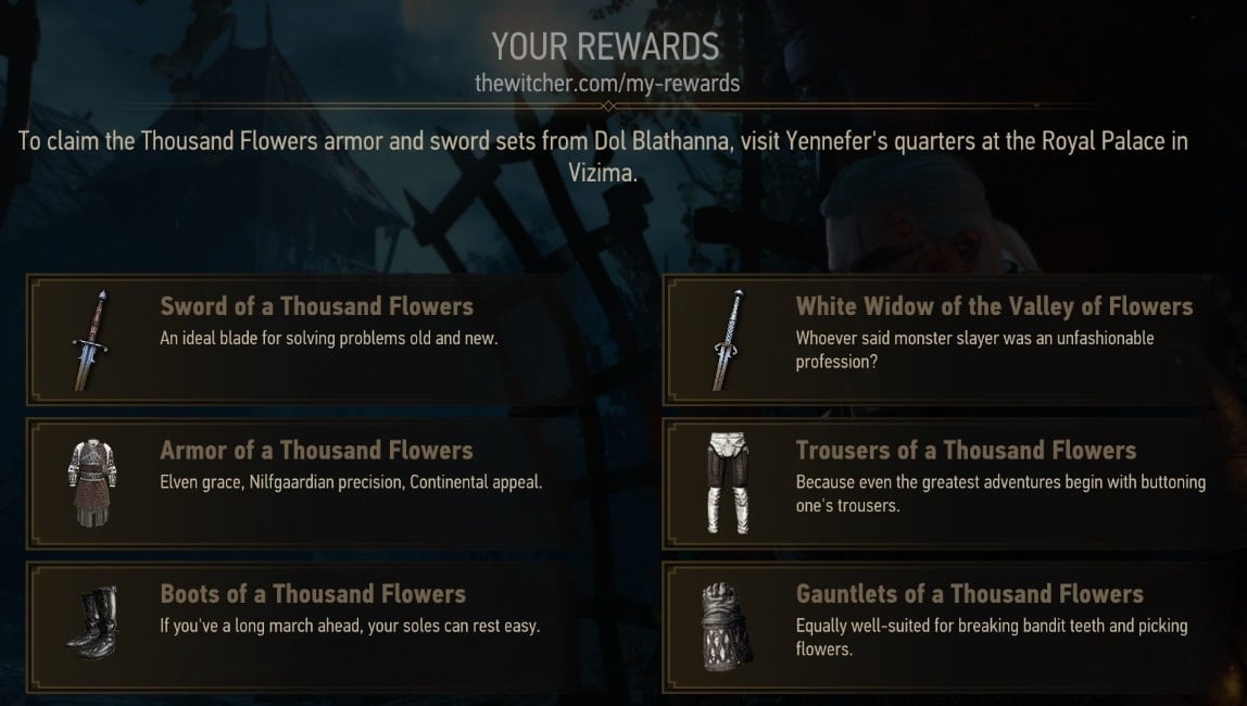 Free Gear sets in The Witcher 3 Next-Gen