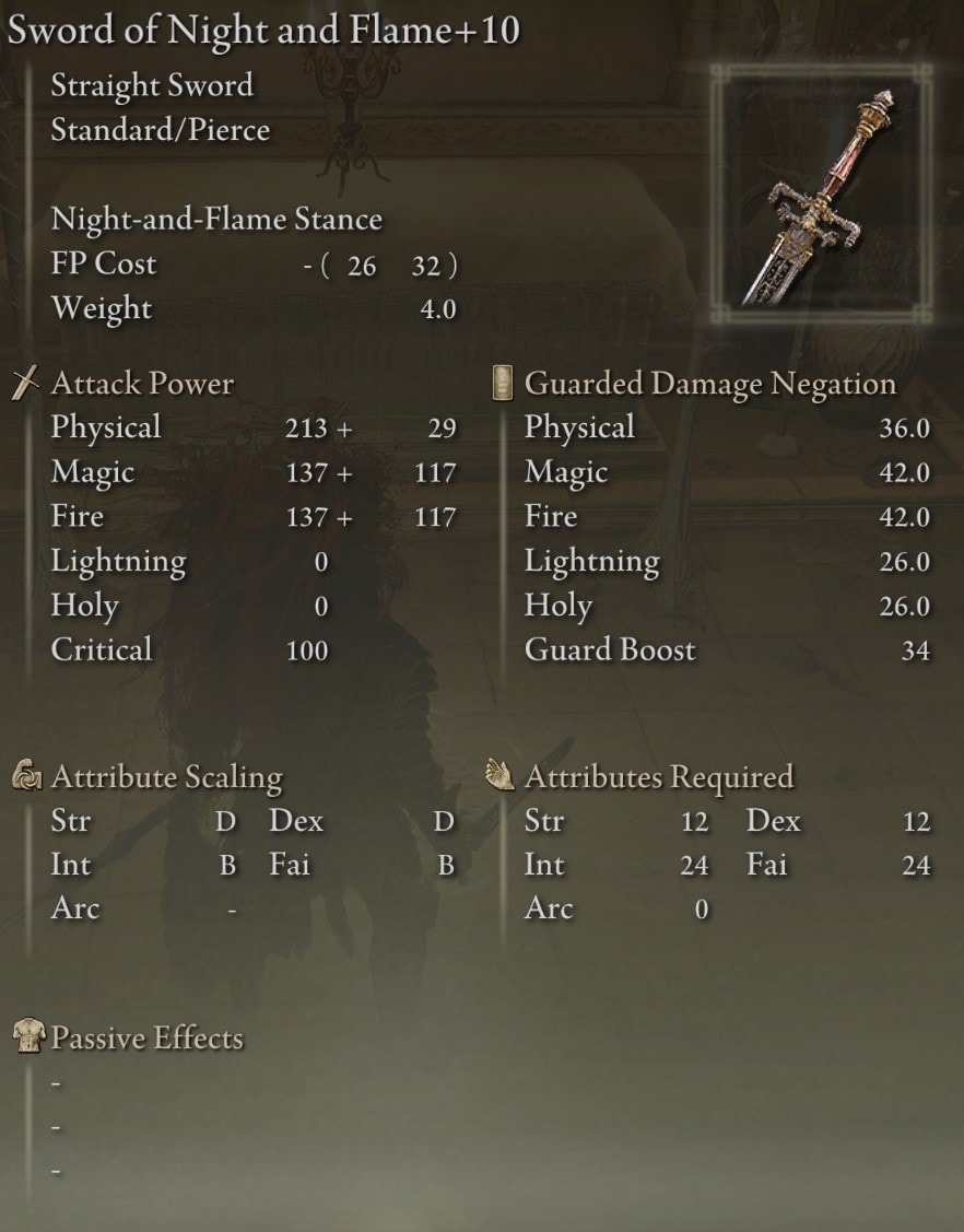 Sword of Night and Flame - Stats