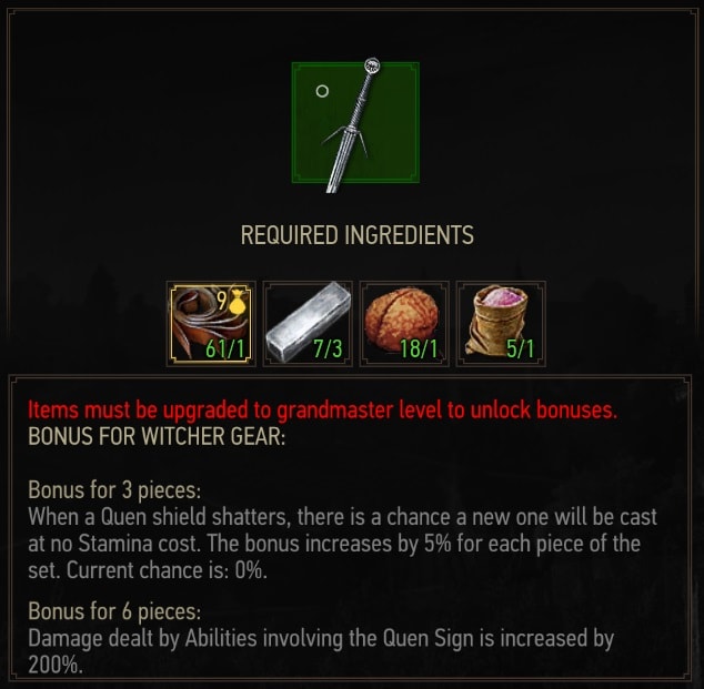 Ursine Silver Sword Crafting Requirements