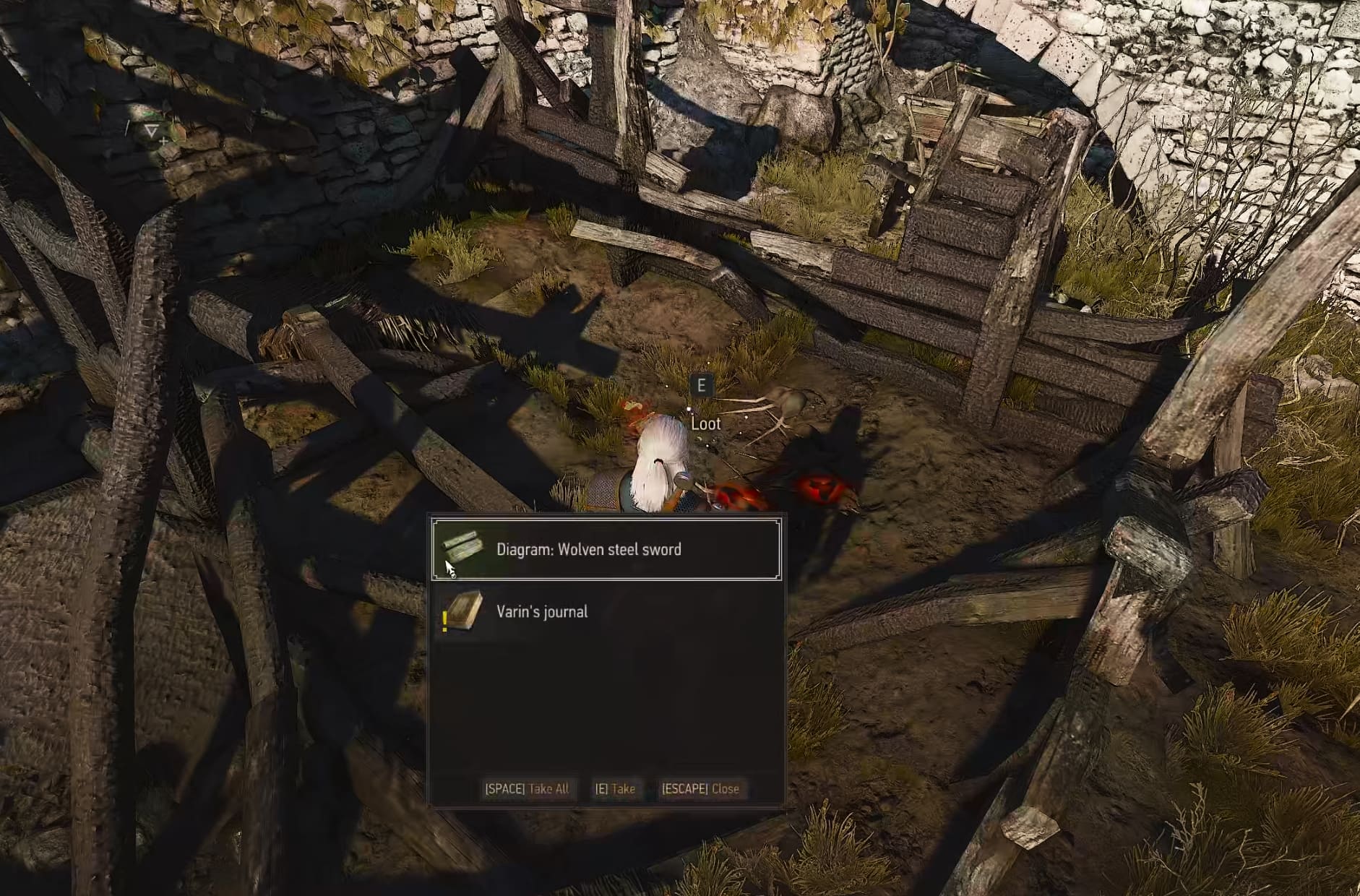 Where to find the Wolven Steel Sword diagram