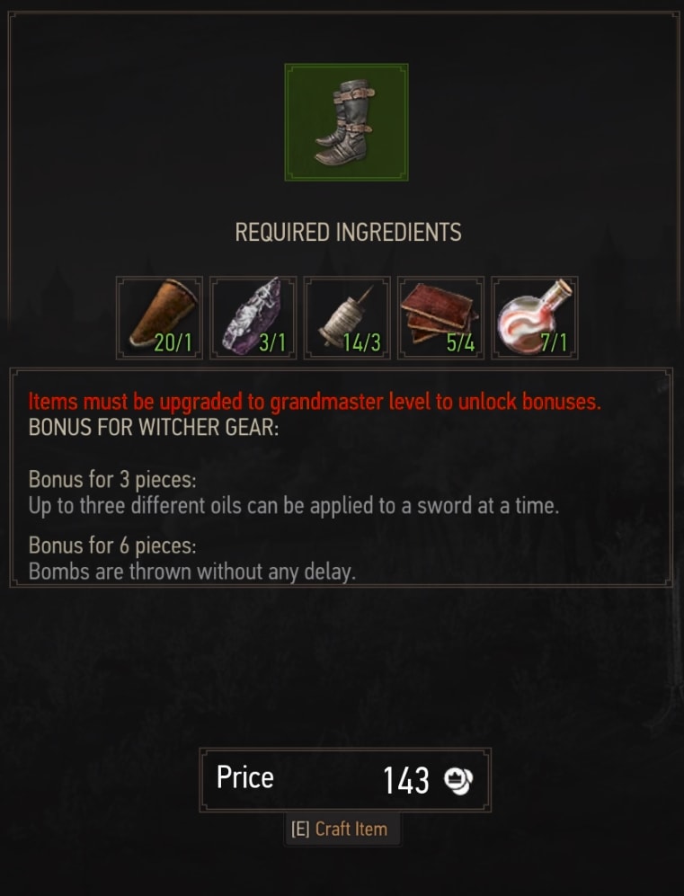 Wolven Boots Crafting Requirements