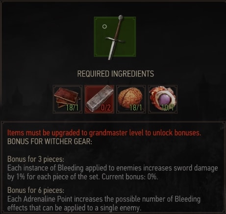 Wolven Steel Sword Crafting Requerements