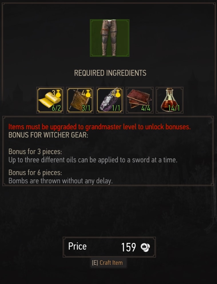 Wolven Trousers Crafting Requirements
