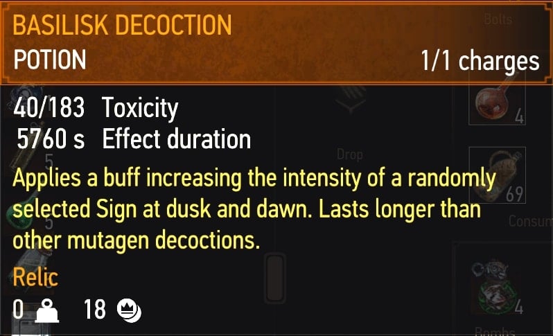 Basilisk Decoction stats