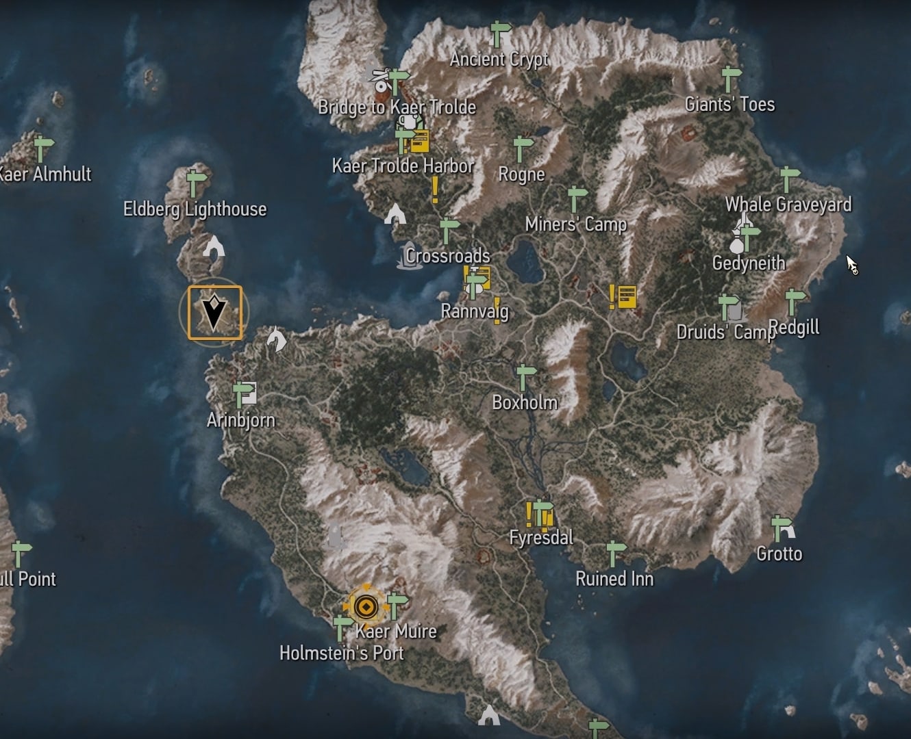 Cockatrice location in Skellige (level 20)