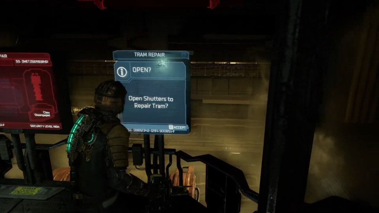 How to Replace the Damaged Tram in Dead Space - opening the shutters