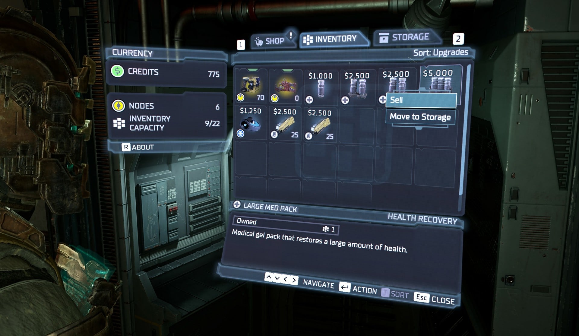 how to make credits in Dead Space - sell items you will not need