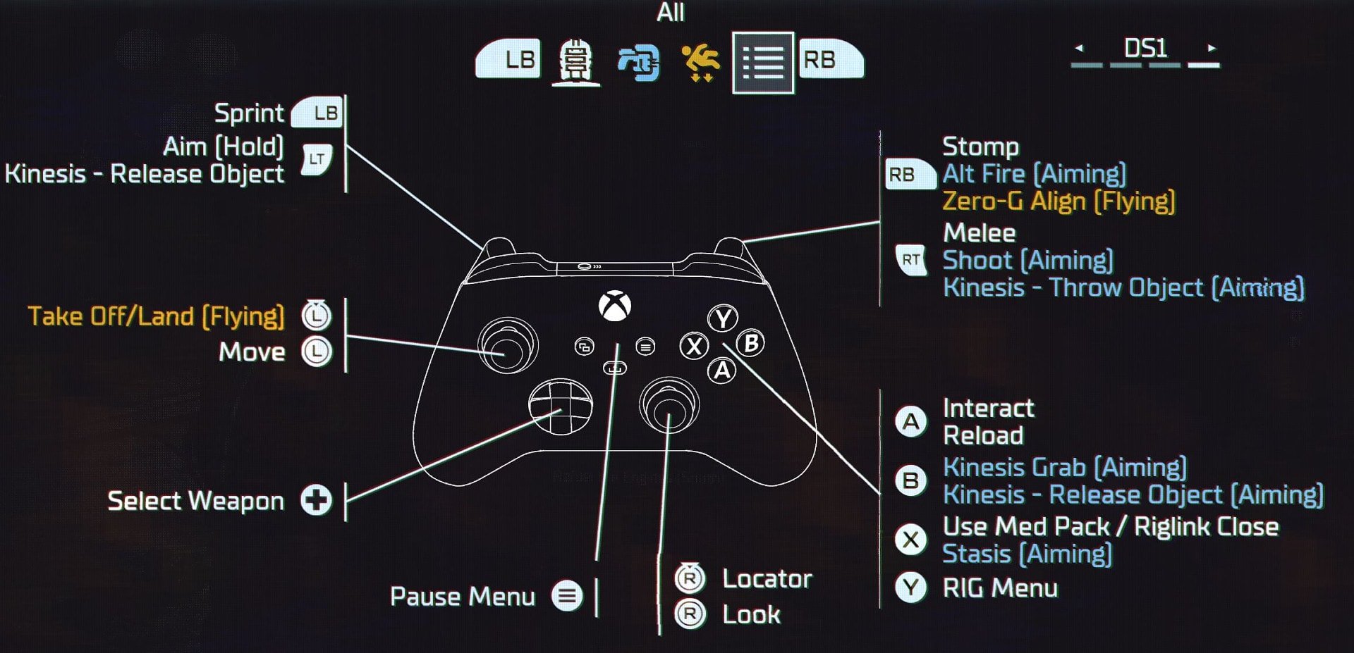 Dead Space Controls for Xbox Controller - DS1 Layout