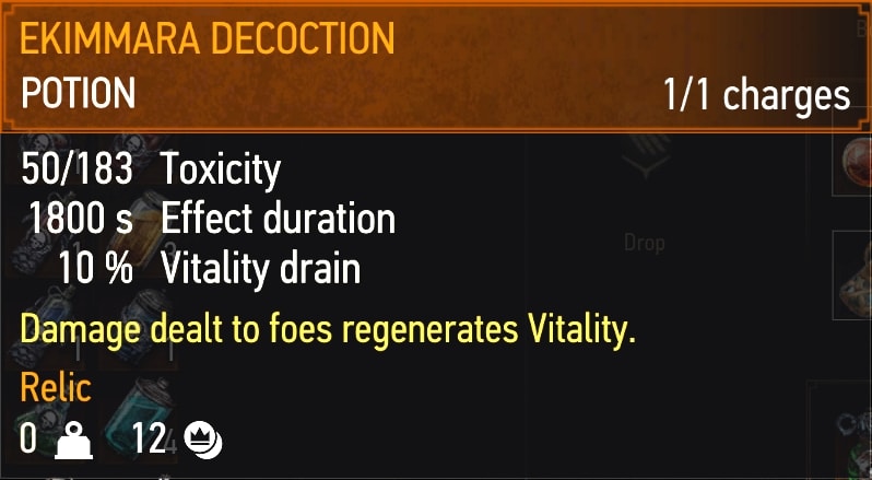 Ekimmara Decoction stats