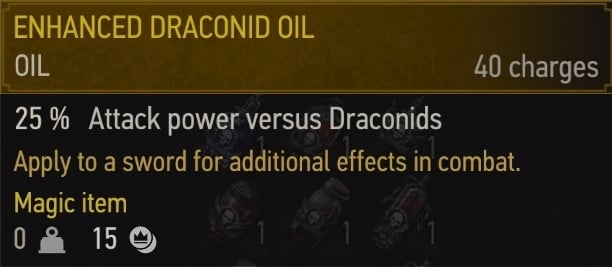 Enhanced Draconid Oil stats