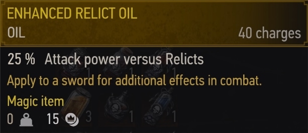 Enhanced Relict Oil stats
