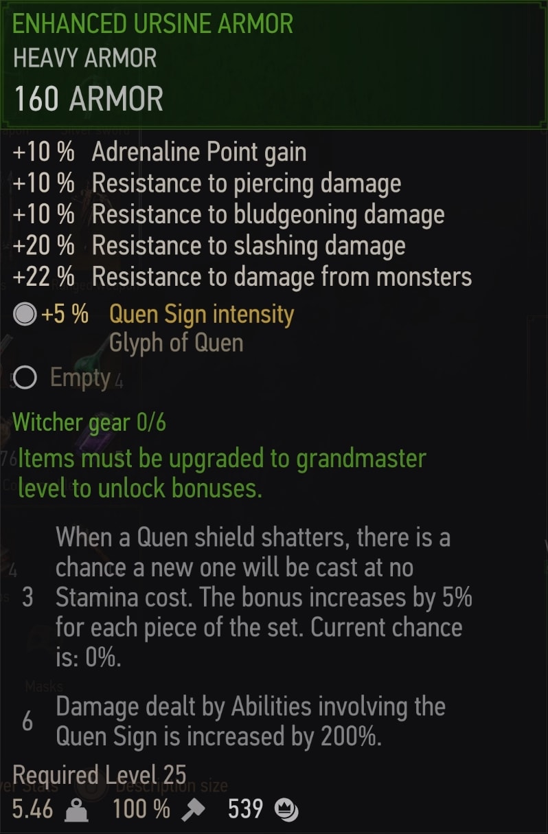 Enhanced Ursine Armor Stats