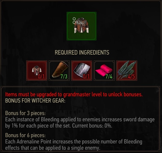 Enhanced Wolven Armor Crafting Requirements
