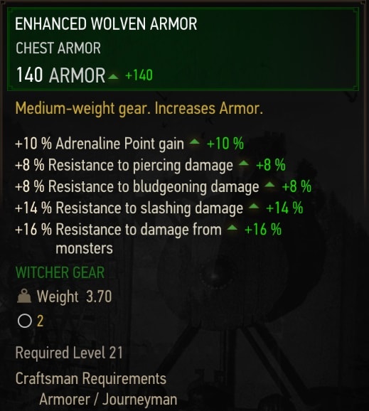 Enhanced Wolven Gear Set Stats - Armor