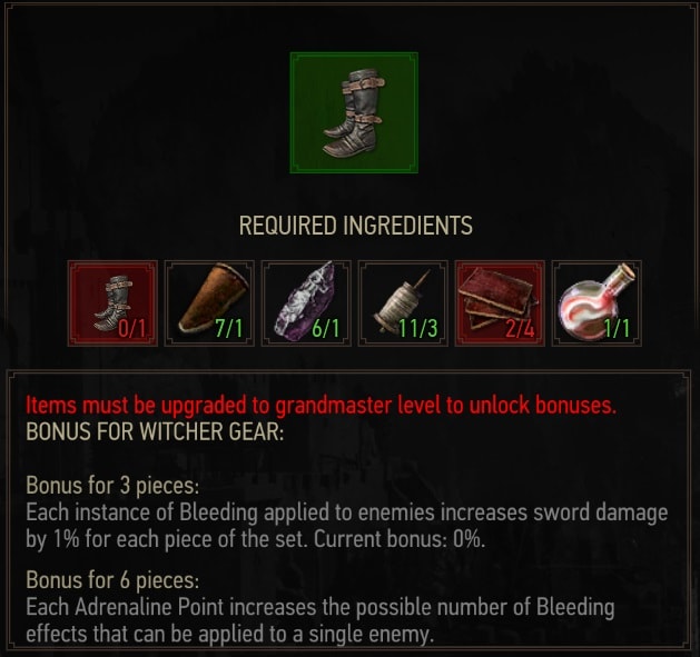 Enhanced Wolven Boots Crafting Requirements