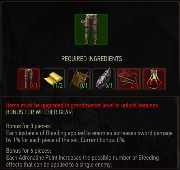 Enhanced Wolven Trousers Crafting Requirements