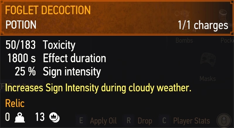 Foglet Decoction stats
