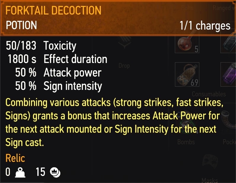 Forktail Decoction stats