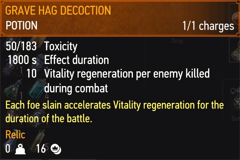 Grave Hag Decoction stats