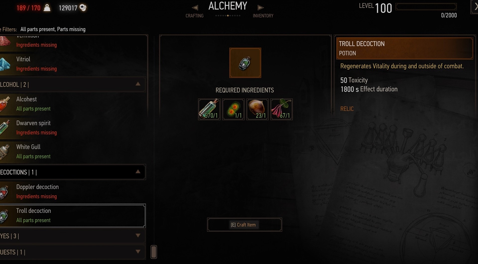 How to craft Decoctions in The Witcher 3