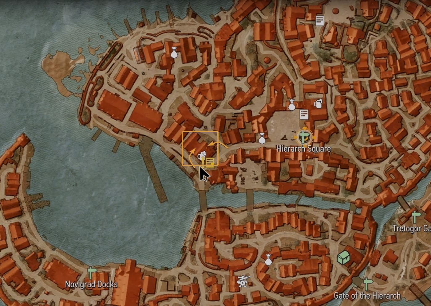How to travel to Skellige - find captain Wolverstone in the Golden Sturgeon inn (Map Location)