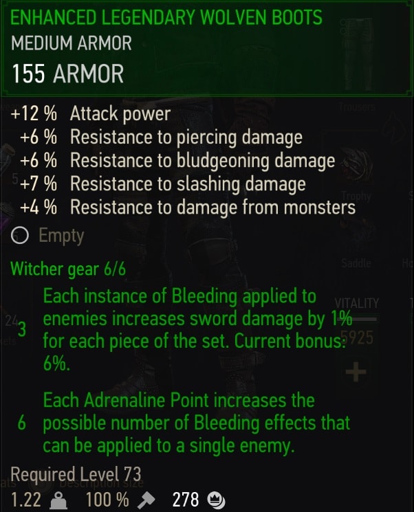 Enhanced Legendary Wolven Gear Set Stats - Boots