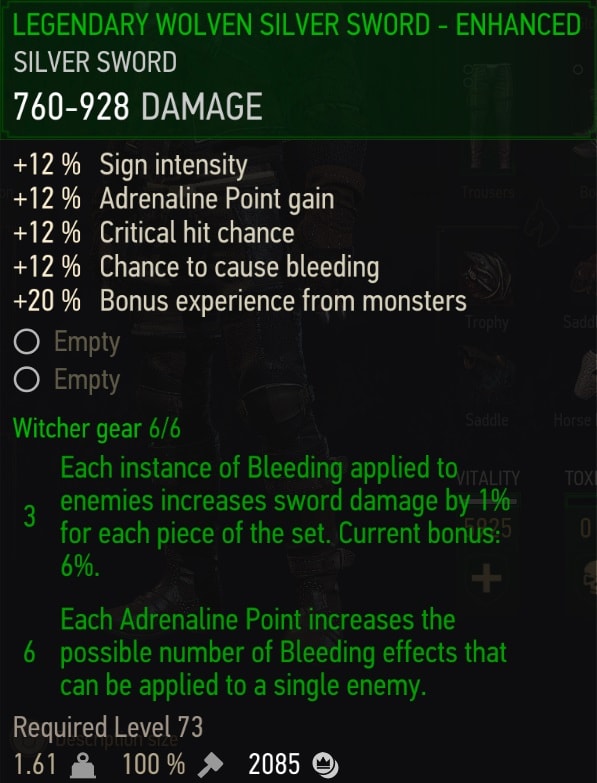Enhanced Legendary Wolven Gear Set Stats - Silver Sword