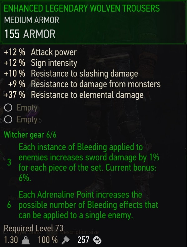 Enhanced Legendary Wolven Gear Set Stats - Trousers