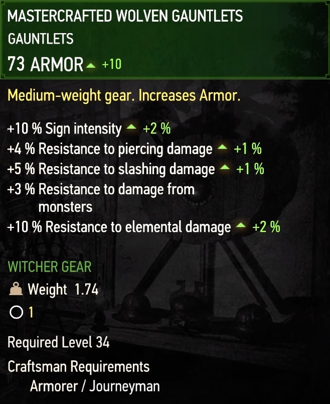Mastercrafted Wolven Gauntlets stats