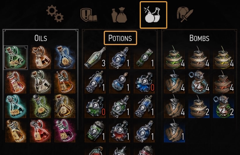 Potions tab in your Inventory