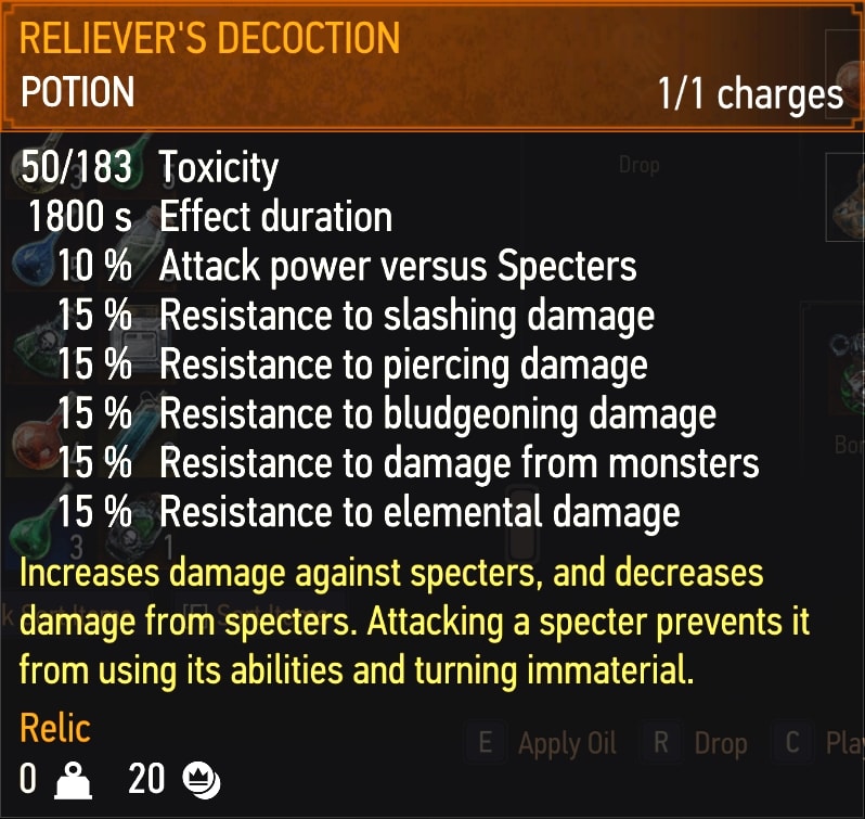 Reliever's Decoction stats