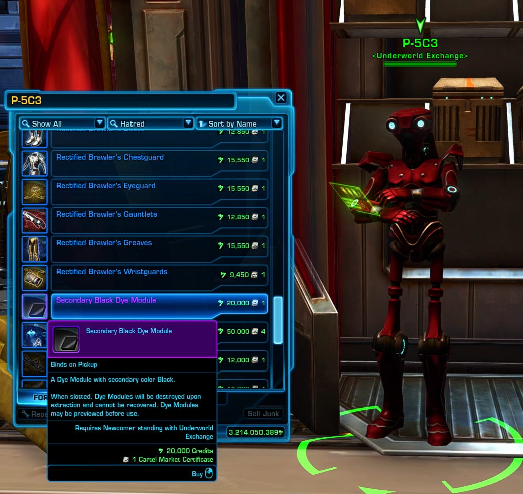 SWTOR P-5C3 vendor items