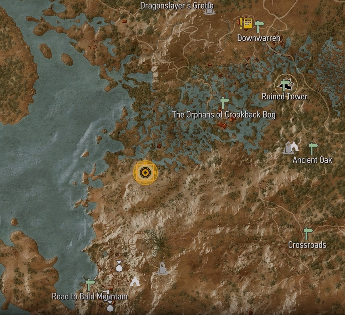 Silver Sword diagram location on the map - entrance to the cave