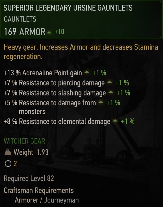 Superior Legendary Ursine Gauntlets Stats