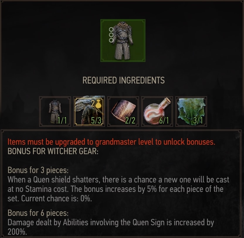 Superior Ursine Armor crafting requirements