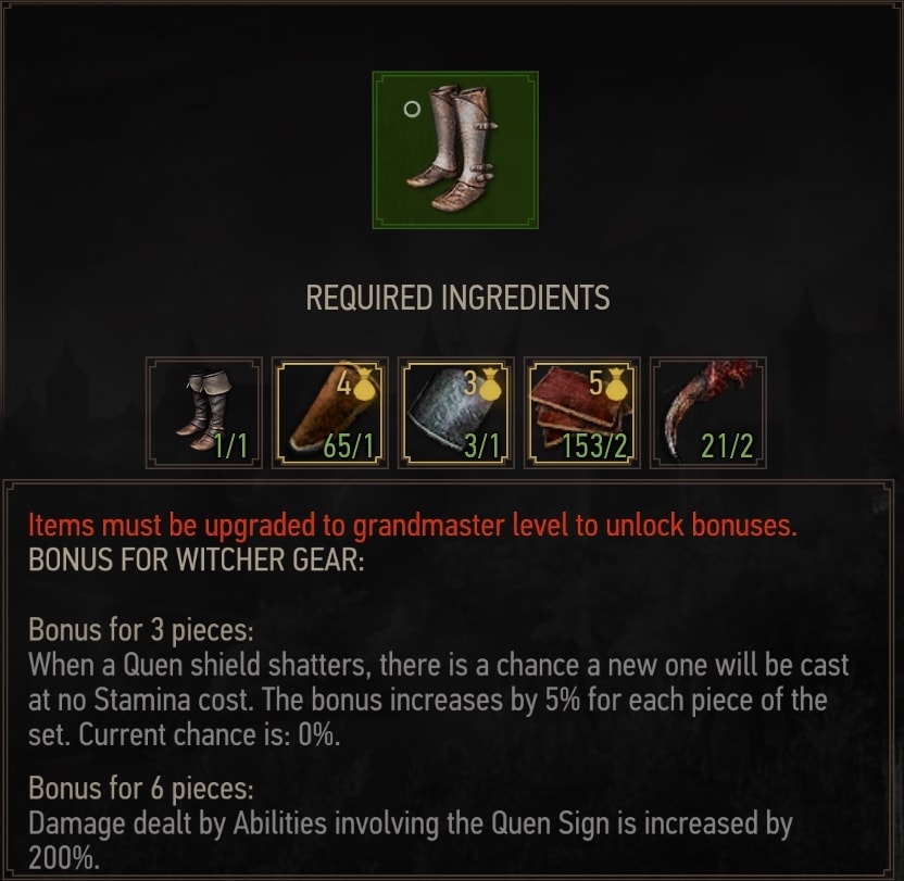 Superior Ursine Boots crafting requirements