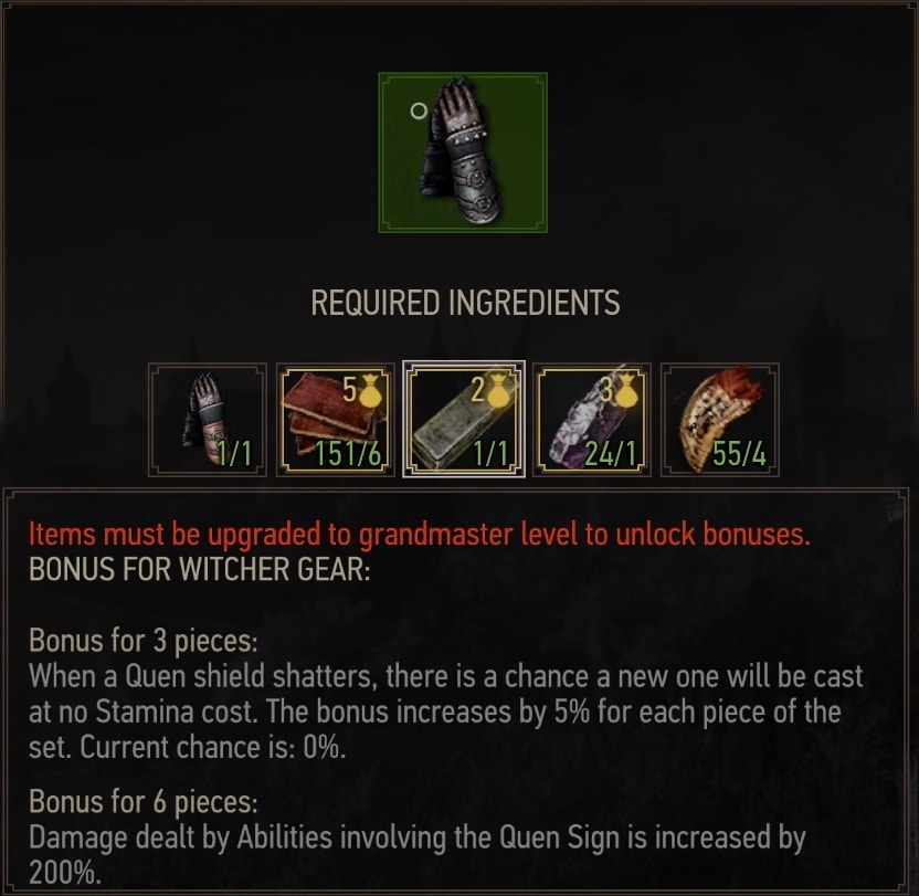 Superior Ursine Gauntlets crafting requirements
