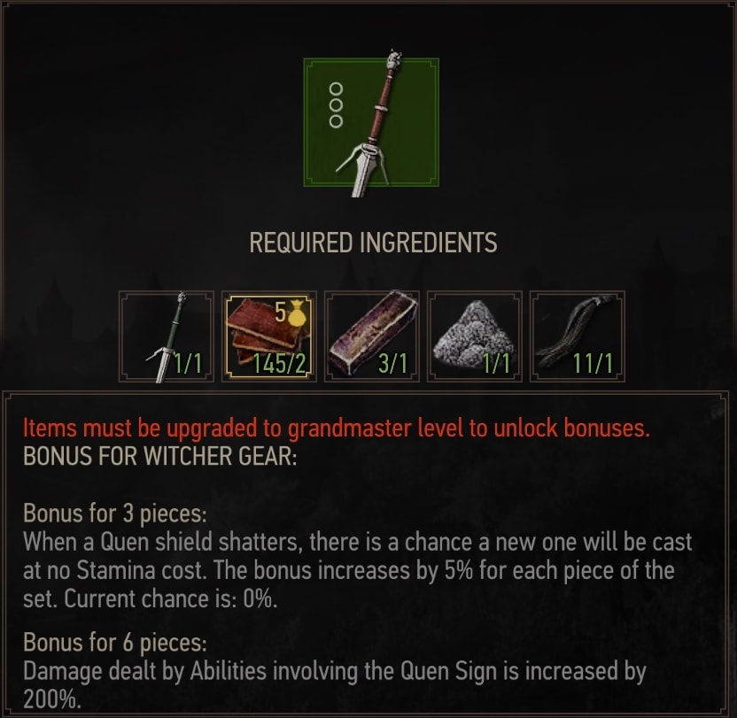 Superior Ursine Silver Sword crafting requirements