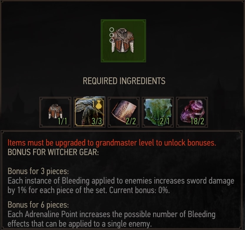Superior Wolven Armor Crafting Requirements