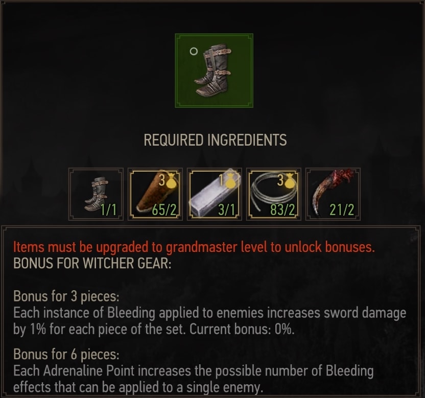 Superior Wolven Boots Crafting Requirements