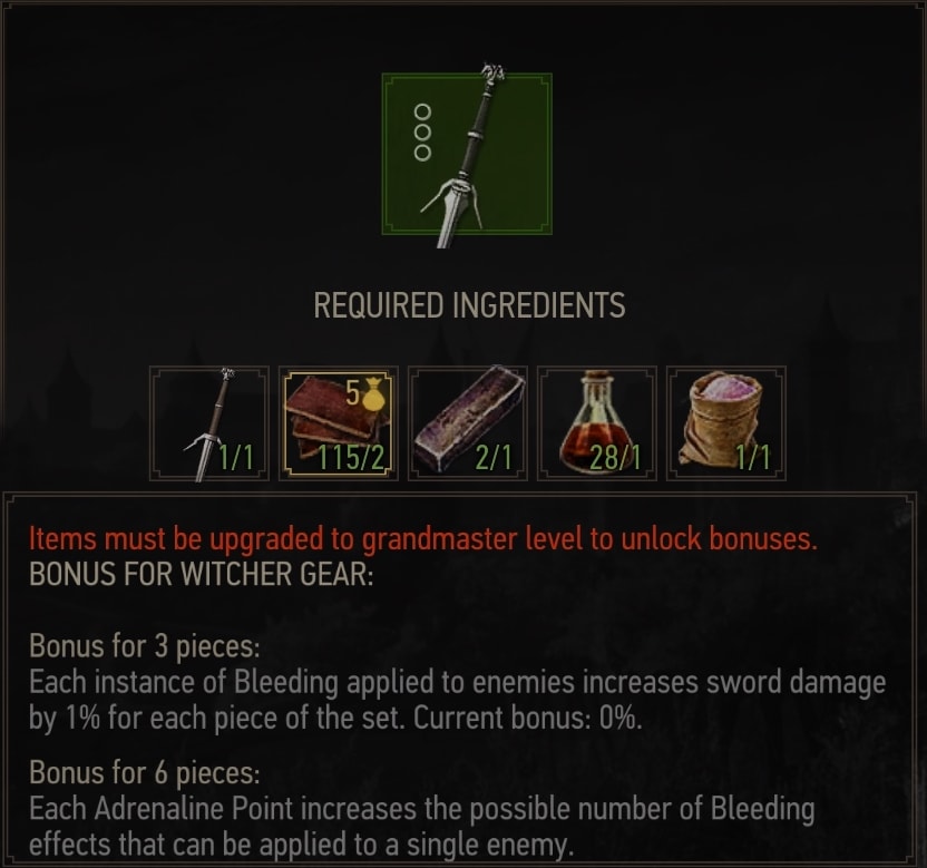 Superior Wolven Silver Sword Crafting Requirements