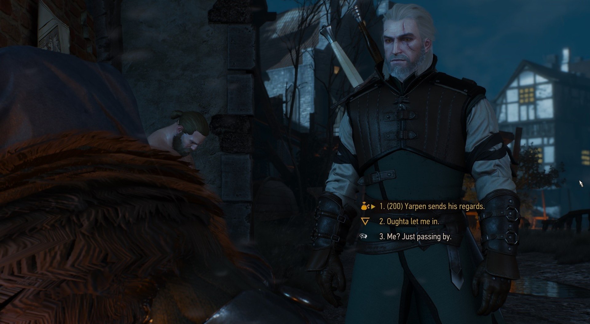 Talk to the guard to let you in the warehouse