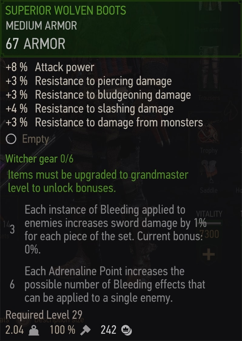 The Wiltcher 3 Superior Wolven Boots (Wolf School Tier 3 witcher gear Upgrade)