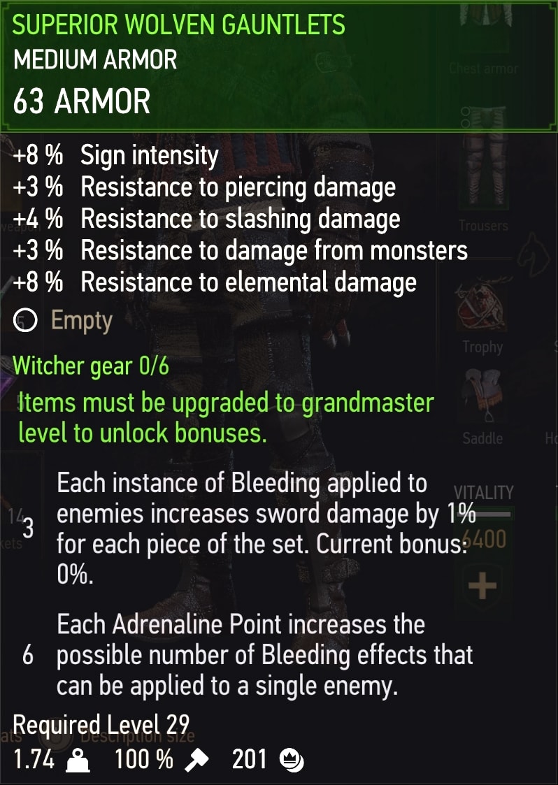The Wiltcher 3 Superior Wolven Gauntlets (Wolf School Tier 3 witcher gear Upgrade) EDIT