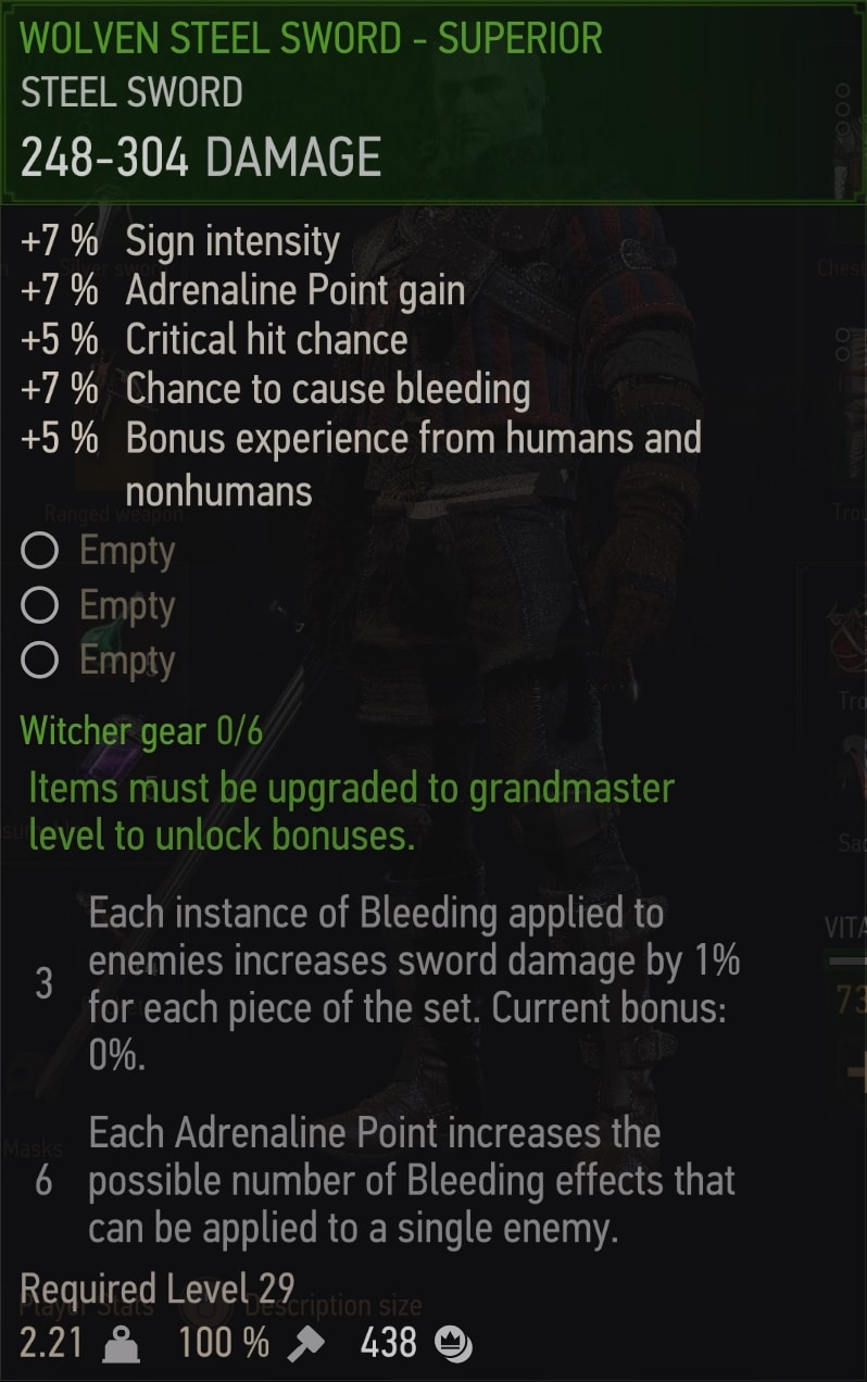 The Wiltcher 3 Superior Wolven Steel Sword (Wolf School Tier 3 witcher gear Upgrade)